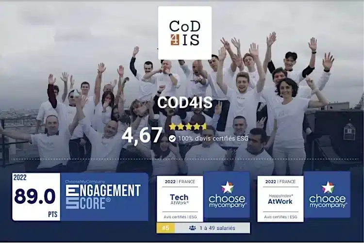 COD4IS est labélisé HappyIndex®AtWork et Tech®AtWork 2022 par ChooseMyCompany